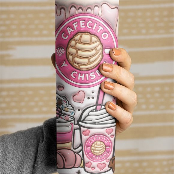 Cafecito y Chisme Tumbler, 20oz Insulated Spanish Cup - Picture 3 of 8